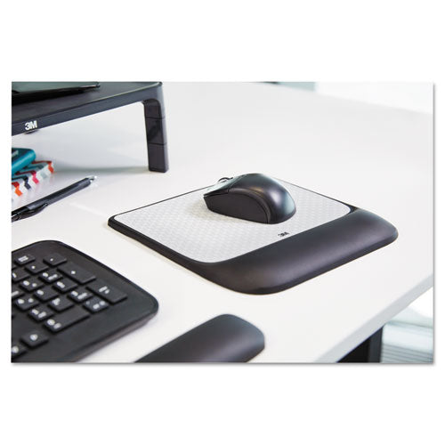 Mouse Pad With Precise Mousing Surface And Gel Wrist Rest, 8.5 X 9, Gray/black