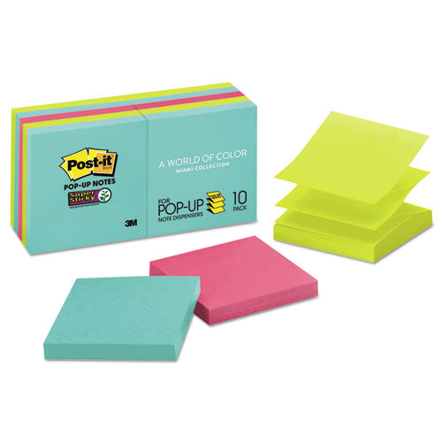 Pop-up 3 X 3 Note Refill, 3" X 3", Supernova Neons Collection Colors, 90 Sheets/pad, 10 Pads/pack