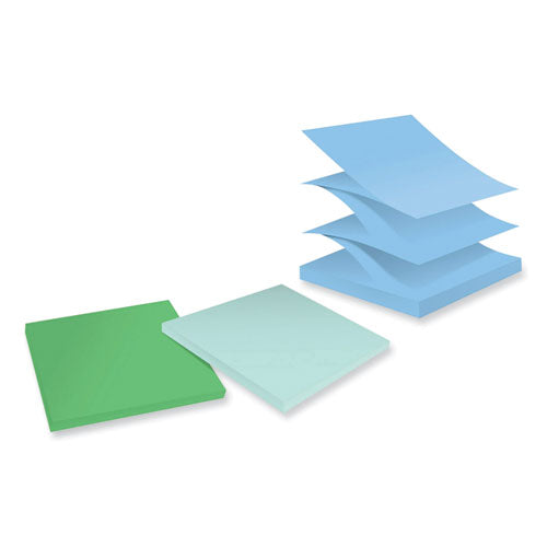 100% Recycled Paper Super Sticky Notes, 3" X 3", Oasis, 70 Sheets/pad, 6 Pads/pack