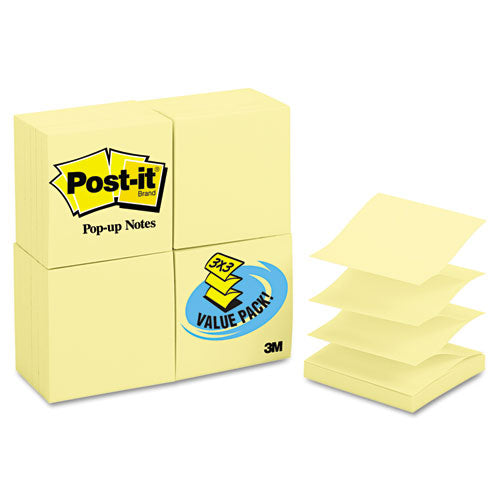 Original Canary Yellow Pop-up Refill, 3" X 3", Canary Yellow, 100 Sheets/pad, 12 Pads/pack