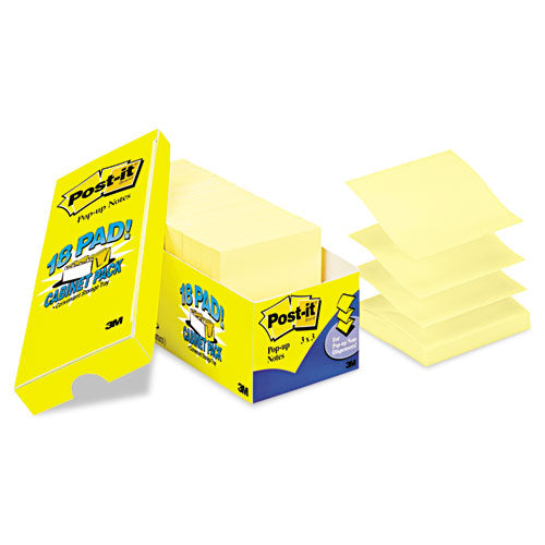 Original Canary Yellow Pop-up Refill, Note Ruled, 3" X 3", Canary Yellow, 100 Sheets/pad, 6 Pads/pack