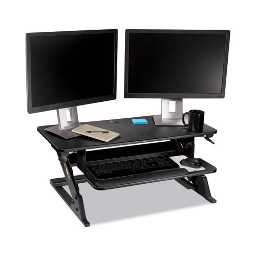 Precision Standing Desk, 35.4" X 22.2" X 6.2" To 20", Black