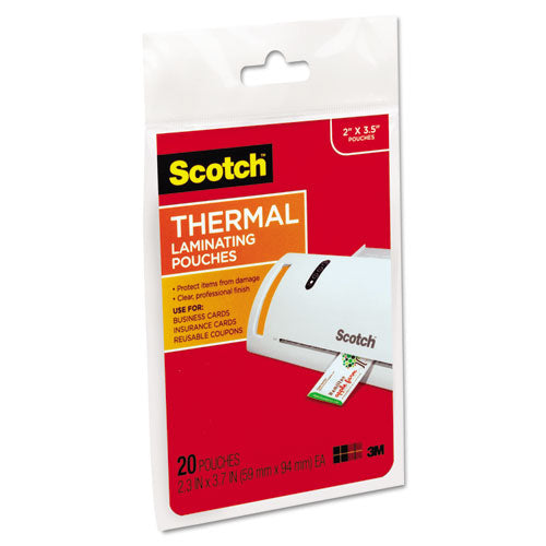 Laminating Pouches, 5 Mil, 3.75" X 2.38", Gloss Clear, 20/pack