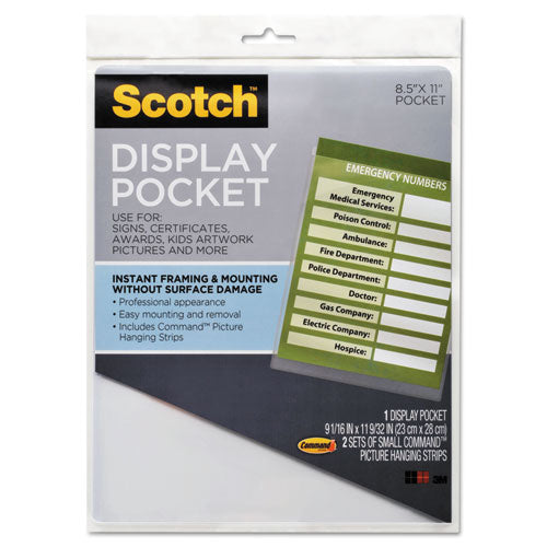 Display Pocket, Removable Interlocking Fasteners, Plastic, 8.5 X 11, Clear