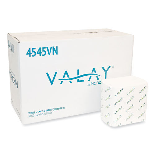 Valay Interfolded Napkins, 1-ply, White, 6.5 X 8.25, 6,000/carton