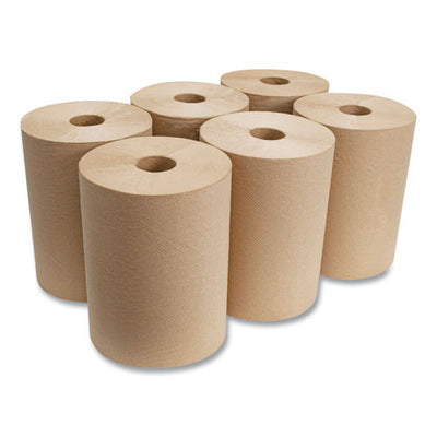 10" Roll Towels, 1-Ply, Kraft, 800 ft, 6 Rolls