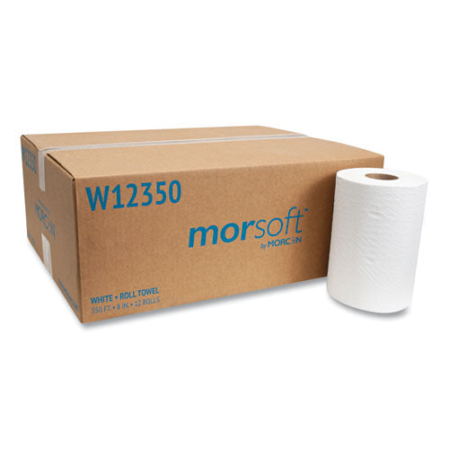 Morsoft Universal Roll Towels, 8" X 350 Ft, White, 12 Rolls/carton