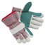 Men's Economy Leather Palm Gloves, White/red, Large, 12 Pairs