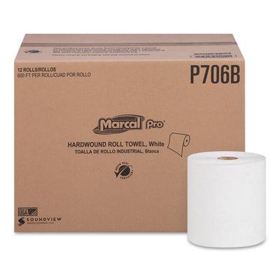 100% Recycled Hardwound Roll Paper Towels, 7.88 X 350 Ft, White, 12 Rolls/carton
