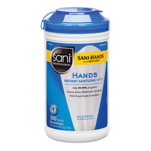 Hands Instant Sanitizing Wipes, 6 X 5, White, 150/canister, 12/carton