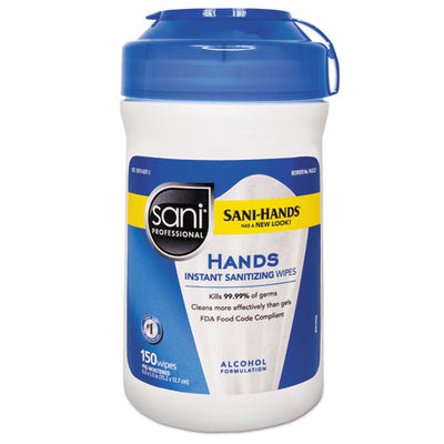 Hands Instant Sanitizing Wipes, 5 X 6, White, 150/canister