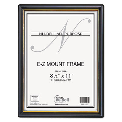 Ez Mount Document Frame With Trim Accent And Plastic Face, Plastic, 8.5 X 11 Insert, Black/gold