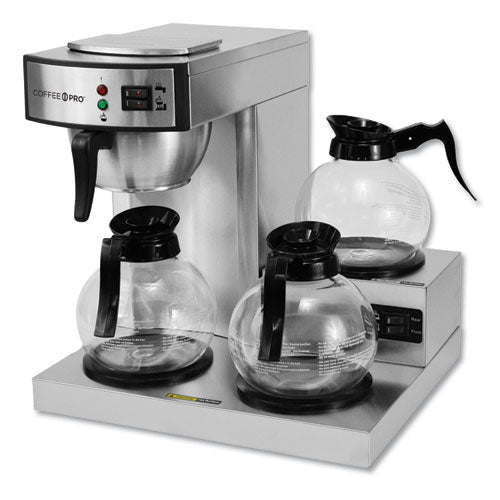 Three-burner Low Profile Institutional Coffee Maker, 36-cup, Stainless Steel