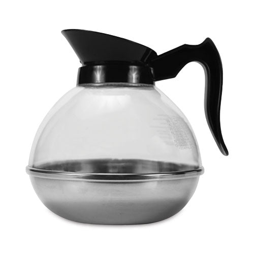 Unbreakable Regular Coffee Decanter, 12-cup, Stainless Steel/polycarbonate, Black Handle