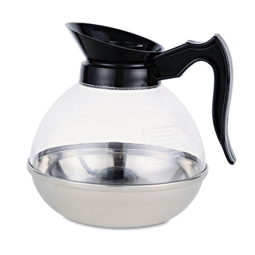 Unbreakable Decaffeinated Coffee Decanter, 12-cup, Stainless Steel/polycarbonate, Orange Handle