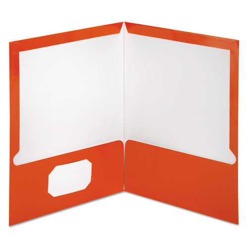 Two-pocket Laminated Paper Folder, 100-sheet Capacity, 11 X 8.5, Metallic Copper, 25/box