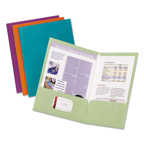 Two-pocket Laminated Paper Folder, 100-sheet Capacity, 11 X 8.5, Metallic Copper, 25/box