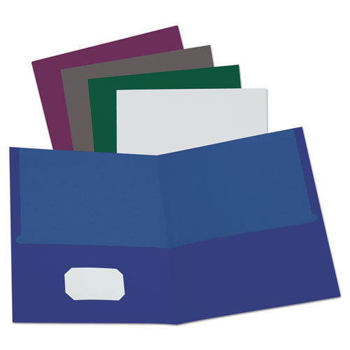 Linen Finish Twin Pocket Folders, 100-sheet Capacity, 11 X 8.5, Black, 25/box