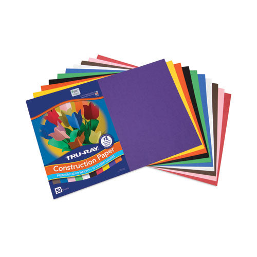 Tru-ray Construction Paper, 76 Lb Text Weight, 12 X 18, Assorted Standard Colors, 50/pack