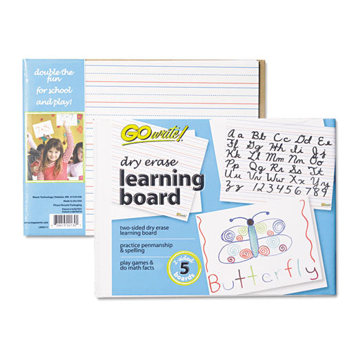 Gowrite! Dry Erase Learning Boards, 8.25 X 11, White Surface, 5/pack