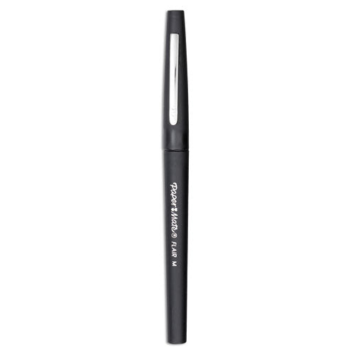 Point Guard Flair Felt Tip Porous Point Pen, Stick, Medium 0.7 Mm, Black Ink, Black Barrel, 36/box
