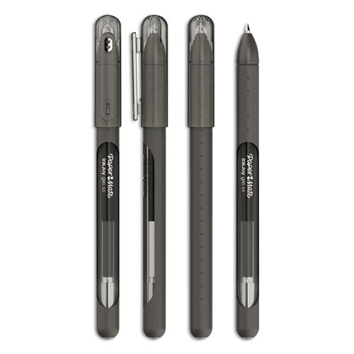 Inkjoy Gel Pen, Retractable, Medium 0.7 Mm, Black Ink, Black Barrel, Dozen