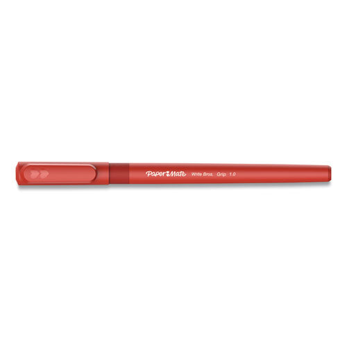 Write Bros. Grip Ballpoint Pen, Stick, Medium 1 Mm, Red Ink, Red Barrel, Dozen