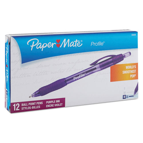 Profile Ballpoint Pen, Retractable, Bold 1.4 Mm, Purple Ink, Purple Barrel, Dozen