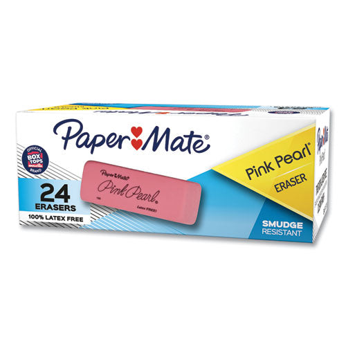 Pink Pearl Eraser, For Pencil Marks, Rectangular Block, Medium, Pink, 24/box