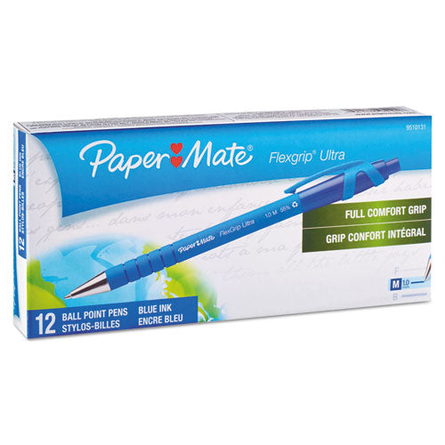 Flexgrip Ultra Ballpoint Pen, Retractable, Medium 1 Mm, Blue Ink, Blue Barrel, Dozen
