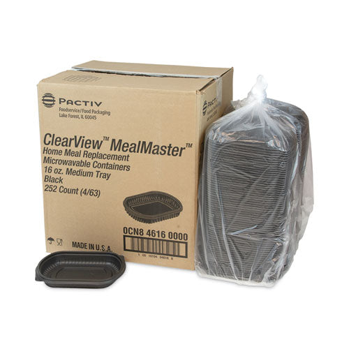 Earthchoice Mealmaster Container, 16 Oz, 8.13 X 6.5 X 1, Black, Plastic, 252/carton