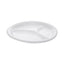 Placesetter Deluxe Laminated Foam Dinnerware, 3-compartment Plate, 10.25" Dia, White, 540/carton
