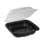 Earthchoice Vented Dual Color Microwavable Hinged Lid Container, 1-compartment, 28oz, 7.5x7.5x3, Black/clear, Plastic, 150/ct