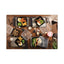 Earthchoice Vented Dual Color Microwavable Hinged Lid Container, 33oz, 8.5x8.5x3, 3-compartment, Black/clear, Plastic, 150/ct