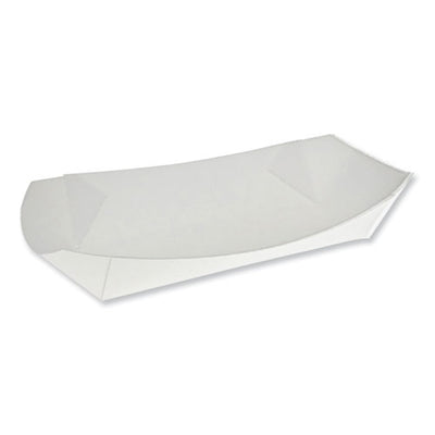 Paperboard Boat Basket, Hot Dog Tray with Perforations, 7.04 x 1.75 x 1.43, White, Paper, 1,000/Carton
