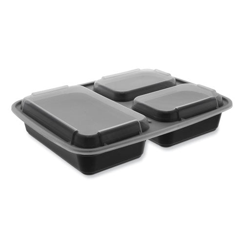 Newspring Delitainer Microwavable Container, 32 Oz, 7.5 X 9.87 X 1.75, Black/clear, Plastic, 150/carton