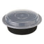 Newspring Versatainer Microwavable Containers, 16 Oz, 6" Diameter, Black/clear, Plastic, 150/carton