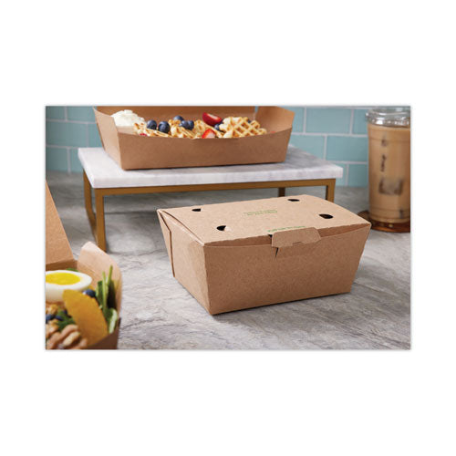 Earthchoice Tamper Evident Onebox Paper Box, 6.54 X 4.5 X 3.25, Kraft, 160/carton