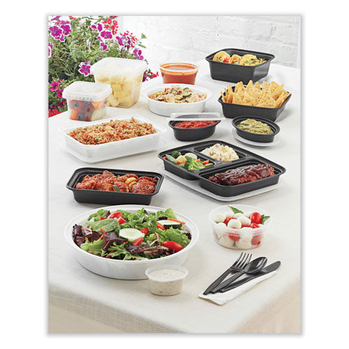 Newspring Versatainer Microwavable Containers, Oval, 8 Oz, 5.7 X 4 X 1.45, Black/clear, Plastic, 150/carton