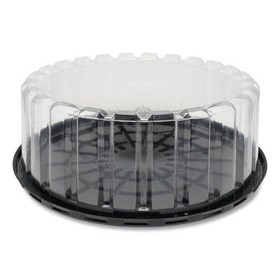 Plastic Cake Container, Shallow 9" Cake Container, 9" Diameter X 3.38"h, Clear/black, 90/carton