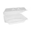 Smartlock Foam Hinged Lid Container, X-large, 3-compartment, 9.5 X 10.5 X 3.25, White, 250/carton