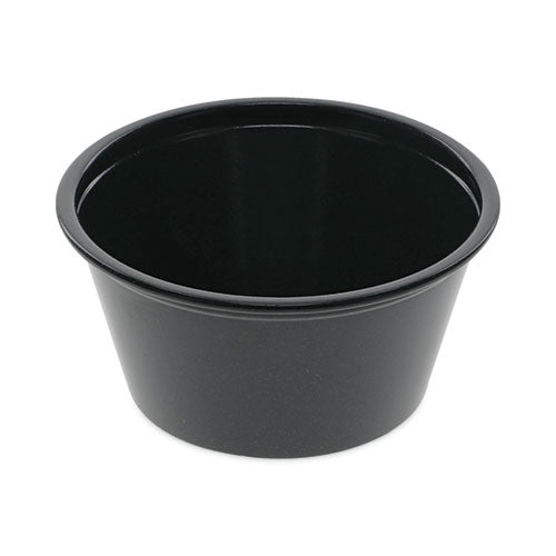 Plastic Portion Cup, 2 Oz, Black, 200/bag, 12 Bags/carton