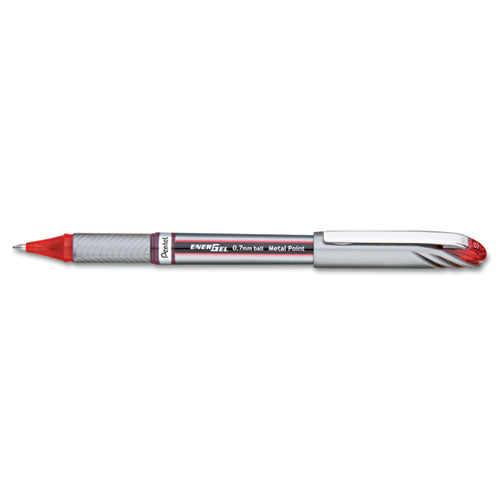 Energel Nv Gel Pen, Stick, Fine 0.5 Mm Needle Tip, Black Ink, Gray Barrel, Dozen