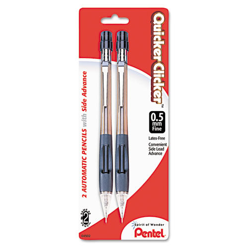 Quicker Clicker Mechanical Pencil, 0.7 Mm, Hb (#2.5), Black Lead, Transparent Blue Barrel
