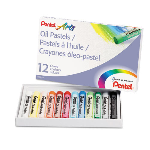 Oil Pastel Set With Carrying Case, 12 Assorted Colors, 0.38" Dia X 2.38", 12/set