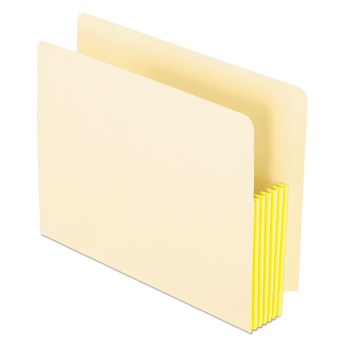 Manila Drop Front Shelf File Pockets With Rip-proof-tape Gusset Top, 5.25" Expansion, Letter Size, Manila, 10/box