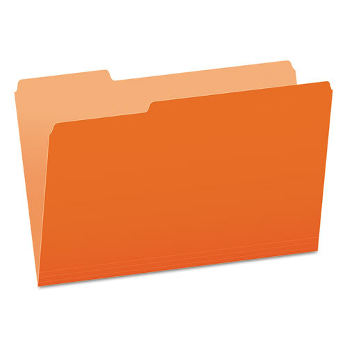 Colored File Folders, 1/3-cut Tabs: Assorted, Legal Size, Orange/light Orange, 100/box