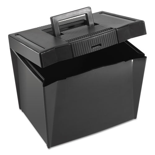 Portable Letter Size File Box, Letter Files, 13.5" X 10.25" X 10.88", Black