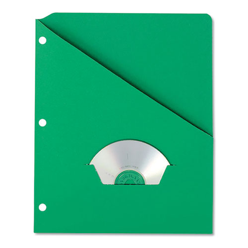 Slash Pocket Project Folders, 3-hole Punched, Straight Tab, Letter Size, Green, 25/pack