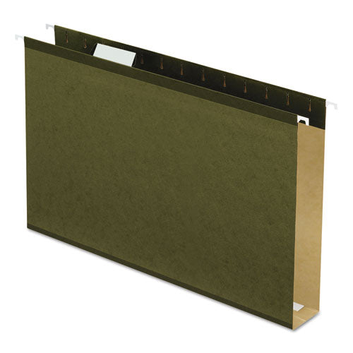 Extra Capacity Reinforced Hanging File Folders With Box Bottom, 2" Capacity, Legal Size, 1/5-cut Tabs, Green, 25/box